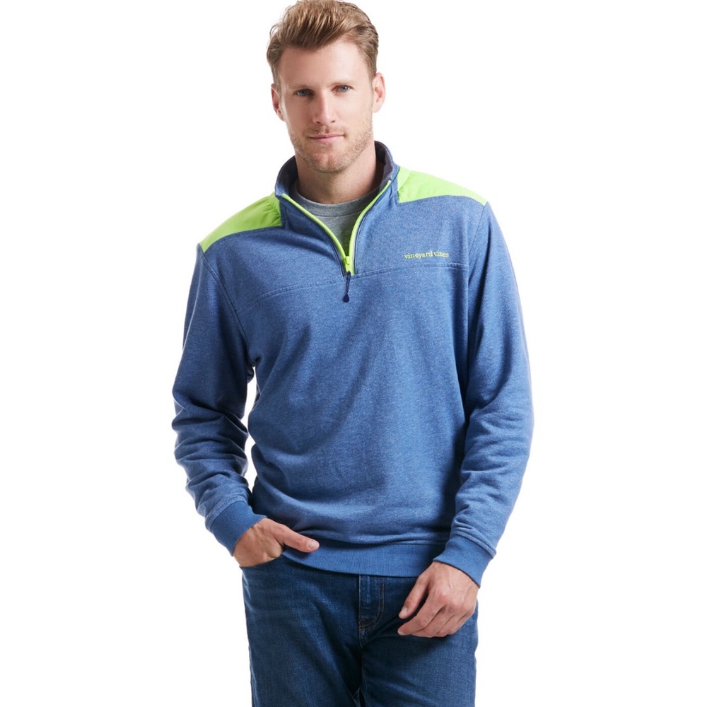 VINEYARD VINES Shep‎ Shirt Green Blue 1/4 ZIP